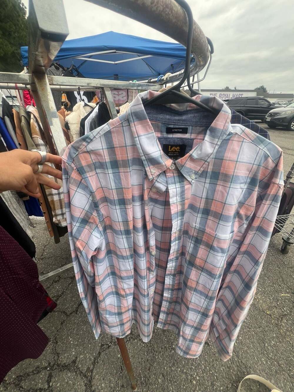 Lee Plaid Regular Fit Long Sleeve Shirt Size L Pink Blue